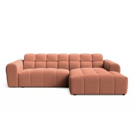 Canapé d'angle tissu bouclette 4 places Terracotta - Droit