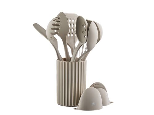 Lot De 11 Ustensiles De Cuisine En Bois Beige D