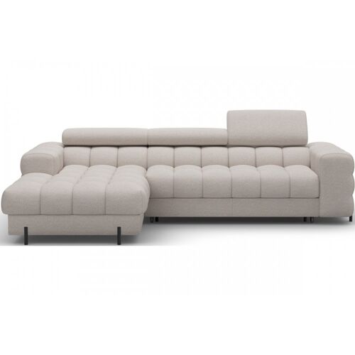 Canapé d'angle gauche convertible tissu bouclette beige 5 places
