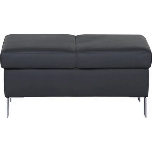 Pouf-banquette assise réglable, en cuir italien vachette, noir