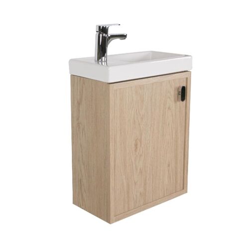 Meuble lave-mains décor chêne