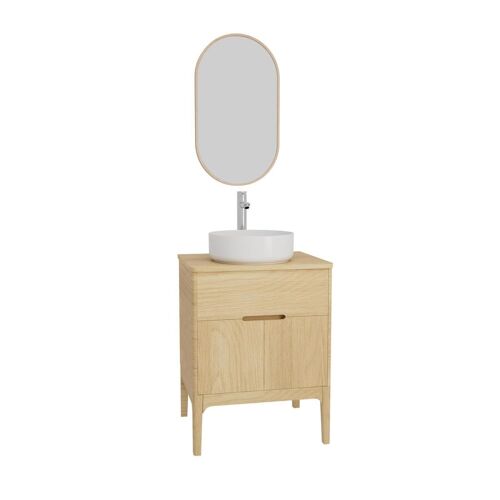 Ensemble meuble simple vasque 60cm + vasque + robinet + miroir