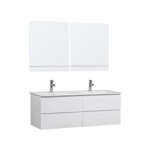 Ensemble double vasque 120cm avec vasque, robinets et miroirs