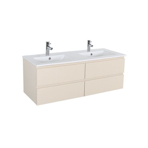 Ensemble double vasque 120cm avec plan céramique et robinets chromés
