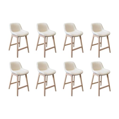 Lot de chaises d'îlot et bar en chêne et assise tissu bouclette 65cm