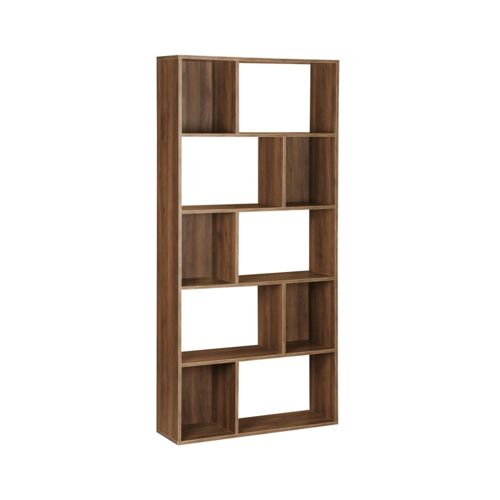 Bibliothèque design asymétrique, couleur bois foncé