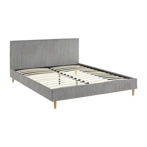 Lit avec sommier à  lattes et tête de lit, gris, 160 x 200cm