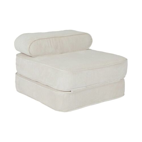 Fauteuil Enfant En Velours Côtelé Dépliable, Crème