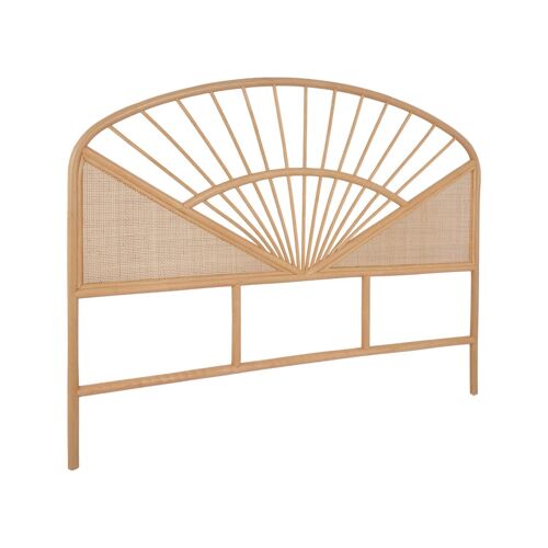Tête de lit en rotin naturel et cannage, bois clair, 160cm