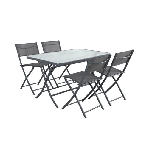 Table De Jardin Pliante Acier + 4 Assises Anthracite