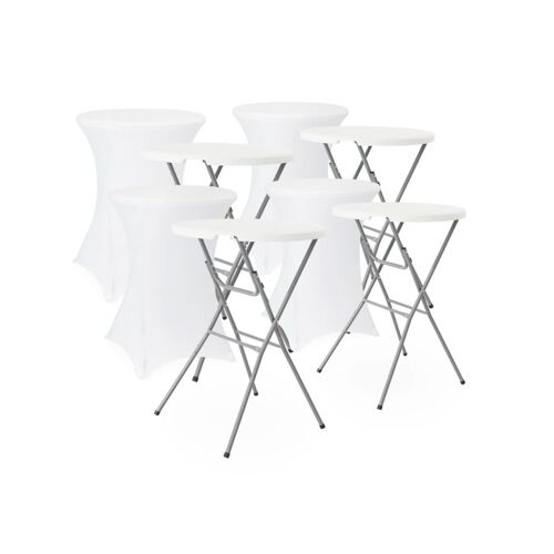 Lot De 4 Tables De Réception Pliantes Acier Avec Housse Blanc