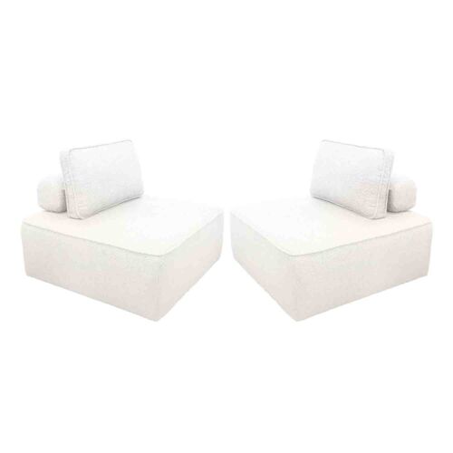 Chauffeuse modulable tissu bouclette crème 1 place (lot de 2)