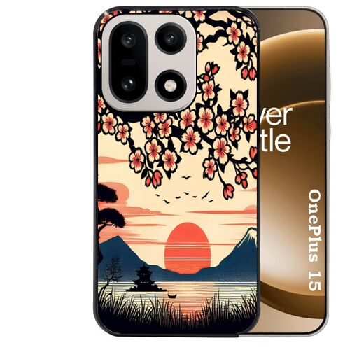 Coque noire Taperso pour OnePlus 15 avec motif japan cerisier
