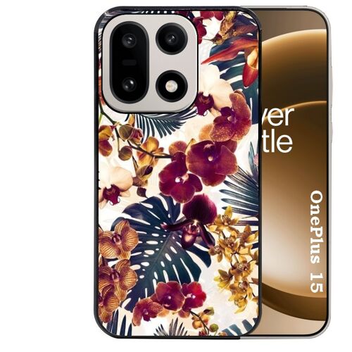 Coque noire Taperso pour OnePlus 15 avec motif jungle couleurs d'automne