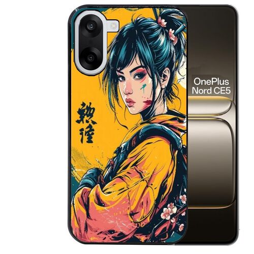Coque noire Taperso pour Nord CE5 avec motif samourai girl anime