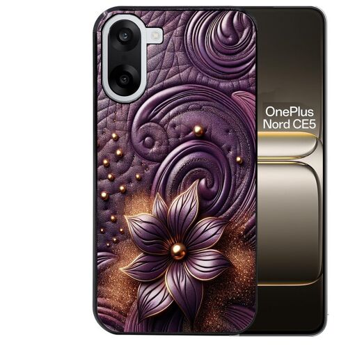 Coque noire Taperso pour Nord CE5 avec motif effet cuir fleur
