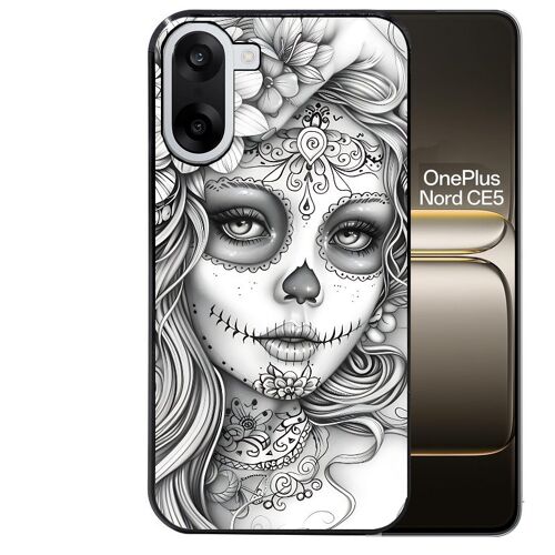 Coque noire Taperso pour Nord CE5 avec motif mort calavera tatoo