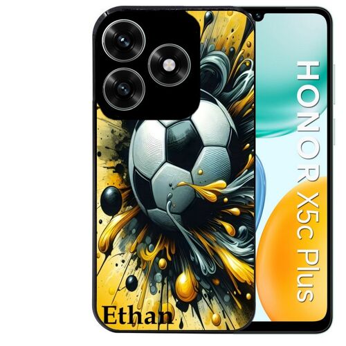 Coque noire Taperso pour Honor X5C PLUS et X5C avec motif football personnalisee