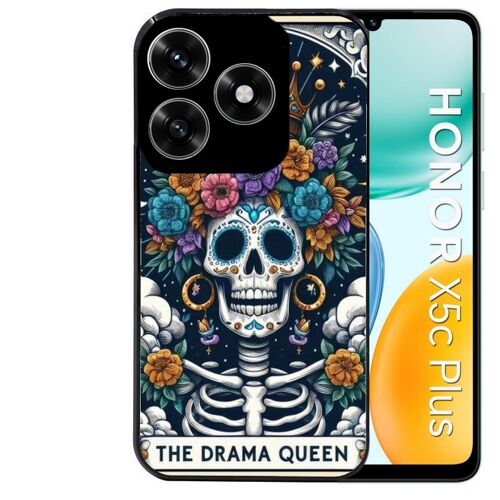 Coque noire Taperso pour Honor X5C PLUS et X5C avec motif tete de mort drama queen