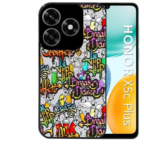 Coque noire Taperso pour Honor X5C PLUS et X5C avec motif tag et graffiti