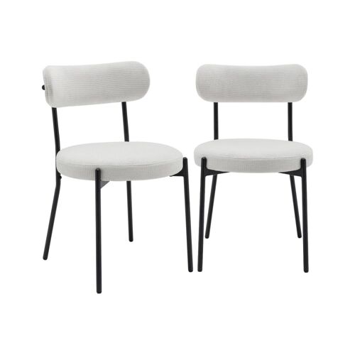 Chaise métal et tissu chenille blanc (lot de 2)