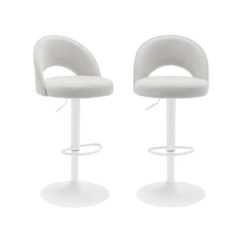 Tabouret de bar ajustable métal et tissu blanc cassé (lot de 2)