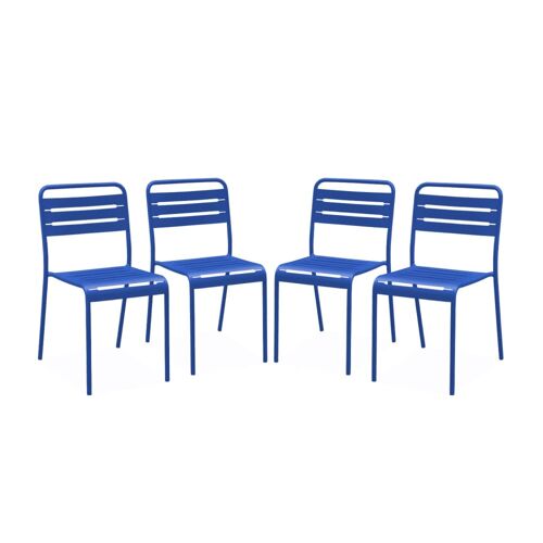 Lot De 4 Chaises De Jardin, Bleu Électrique