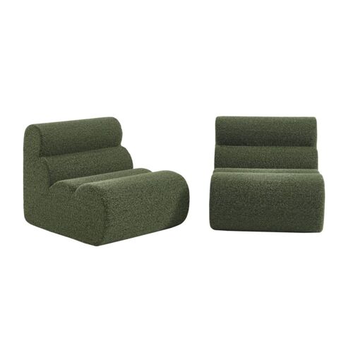 Chauffeuse tissu effet alpaca kaki 1 place (lot de 2)