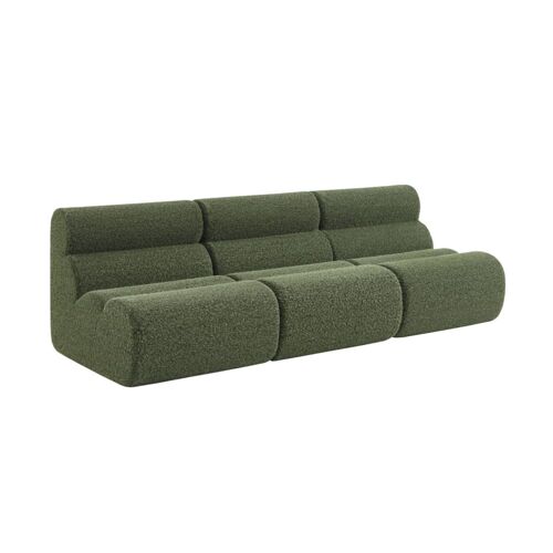 Chauffeuse tissu effet alpaca kaki 1 place (lot de 3)
