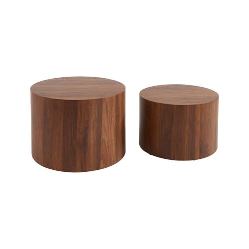 Tables basses rondes effet noyer (lot de 2)