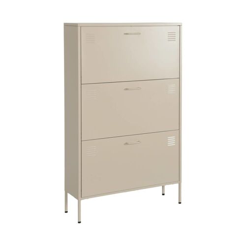 Meuble à  chaussures industriel métal crème 3 abattants