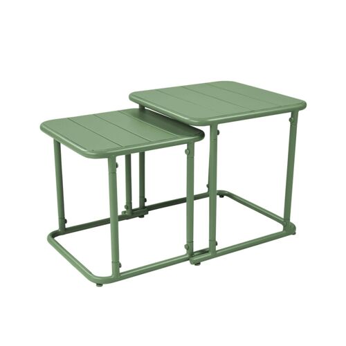 Table Gigogne Extérieure Carrée En Acier 45cm Vert