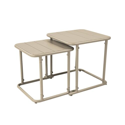 Table Gigogne Extérieure Carrée En Acier 45cm Beige