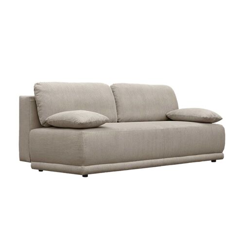 Banquette convertible 3 places velours côtelé taupe coffre de