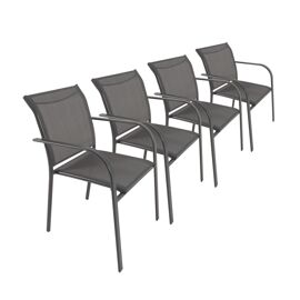 Lot De 4 Fauteuils De Jardin En Aluminium Et Textilene Anthracite