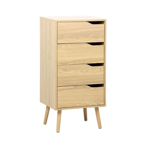 Commode chiffonnier décor bois naturel 4 tiroirs
