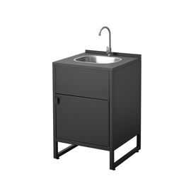 Cuisine Extérieure Acier Évier Et 1 Porte L60cm Noir