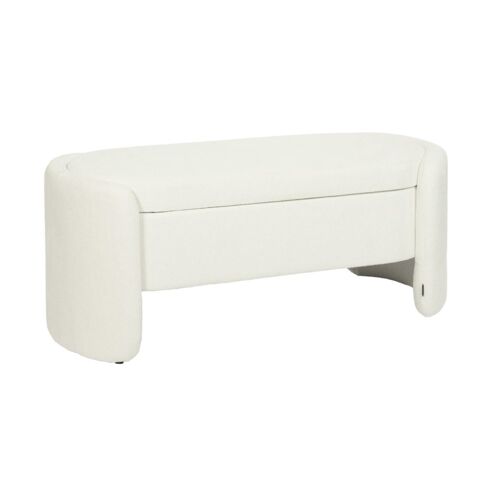 Banc coffre, bout de lit contemporain tissu blanc
