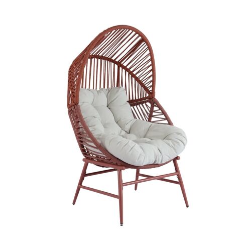 Fauteuil Oeuf De Jardin Acier Et Résine Tressée Terracotta