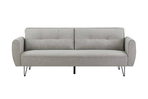 Canapé design convertible 3 places en tissu gris clair