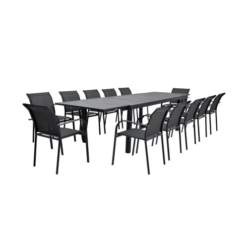 Table De Jardin Extensible Aluminium + 10 Assises Anthracite