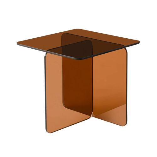 Table basse carrée verre trempé 50cm ambre