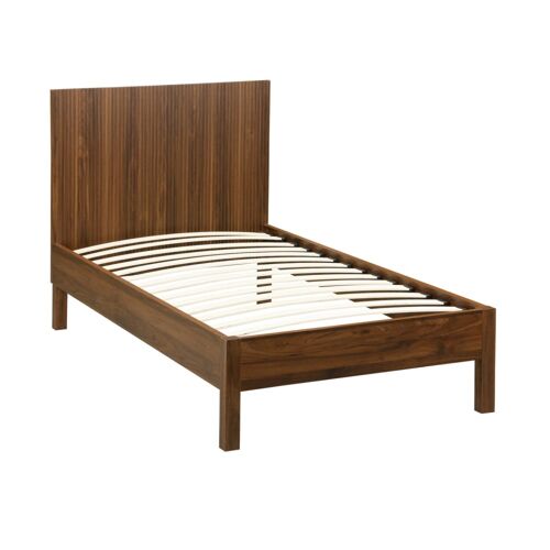 Lit avec sommier à  lattes et tête de lit 90x190cm noyer