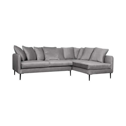 Canapé en velours 5 places angle droit gris