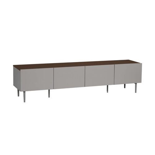Meuble tv métal et décor bois 180cm gris et noyer