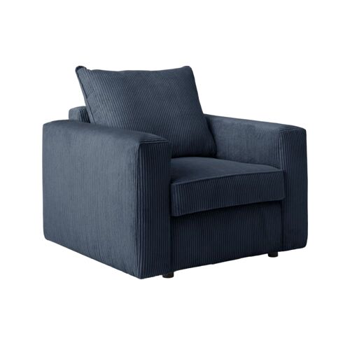 Fauteuil en velours côtelé bleu