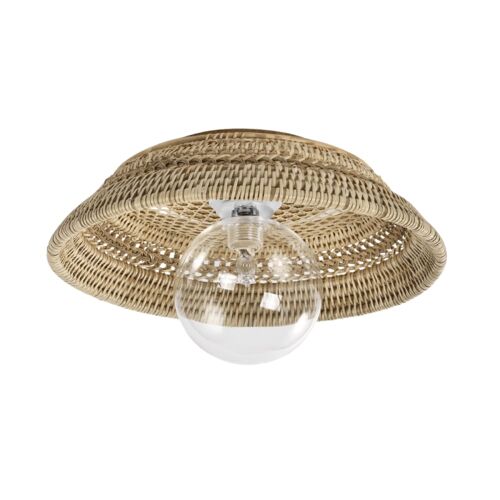 Applique En Rotin Et Métal Beige 25 Cm