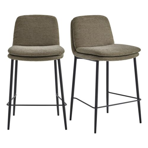 Chaise de bar en tissu Luxury Taupe (x2)