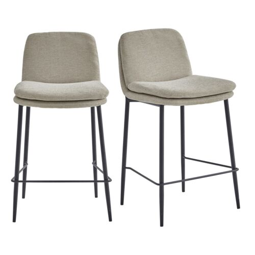 Chaise de bar en tissu Luxury Grège (x2)