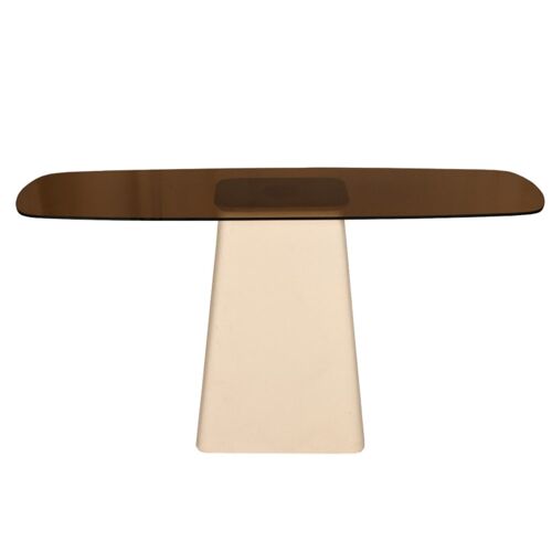 Console en Verre fumé et métal Ivoire